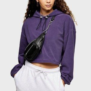 NWT - Women's TopShop Purple Cropped Hoodie - Size Medium
